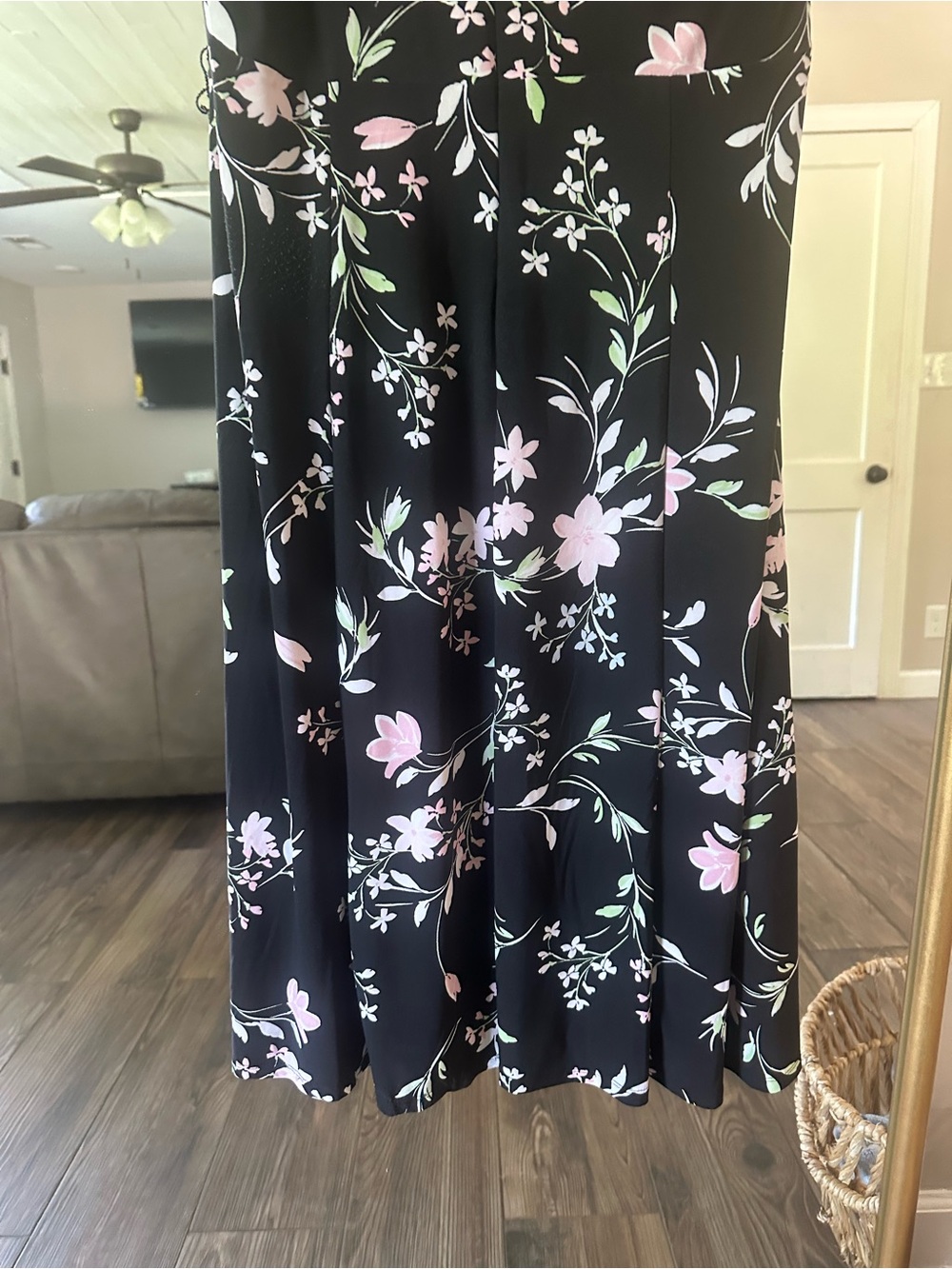 Anne Klein Black Midi Dress with Pink Floral Print - Picture 8 of 16